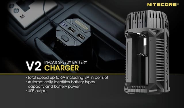 Nitecore V2 6A 2 Bay Speedy In Car Battery Charger Australia AVS